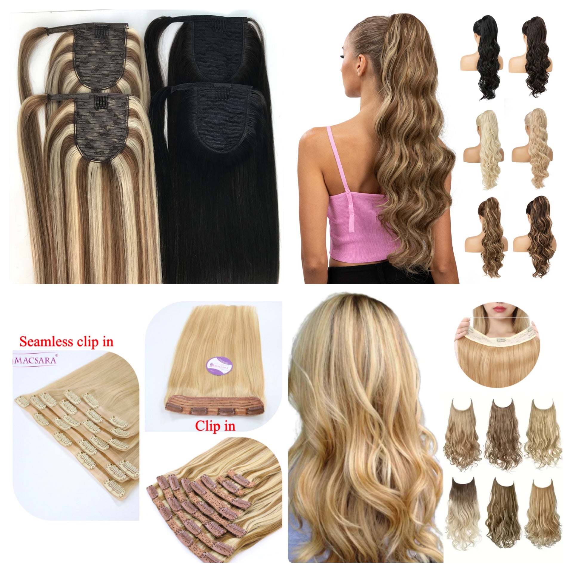 Extensions Clip-In , Ponytail